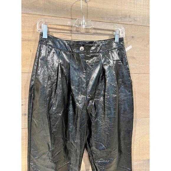 NWOT TOPSHOP black faux patent leather pants treasures size 6 - Picture 4 of 7